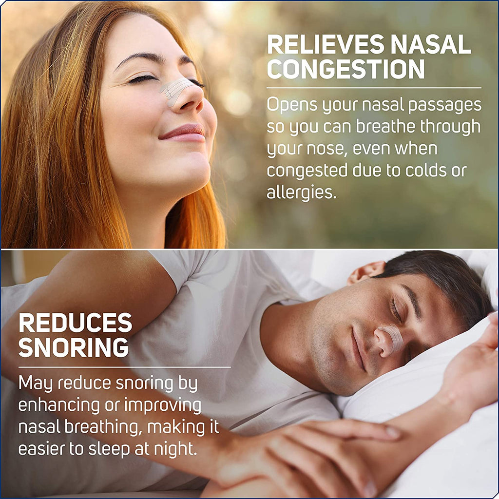 Relieves nasal congestion. Opens your nasal passages so you can breathe through your nose. Reduces snoring by enhancing or improving nasal breathing , making it easier to sleep at night