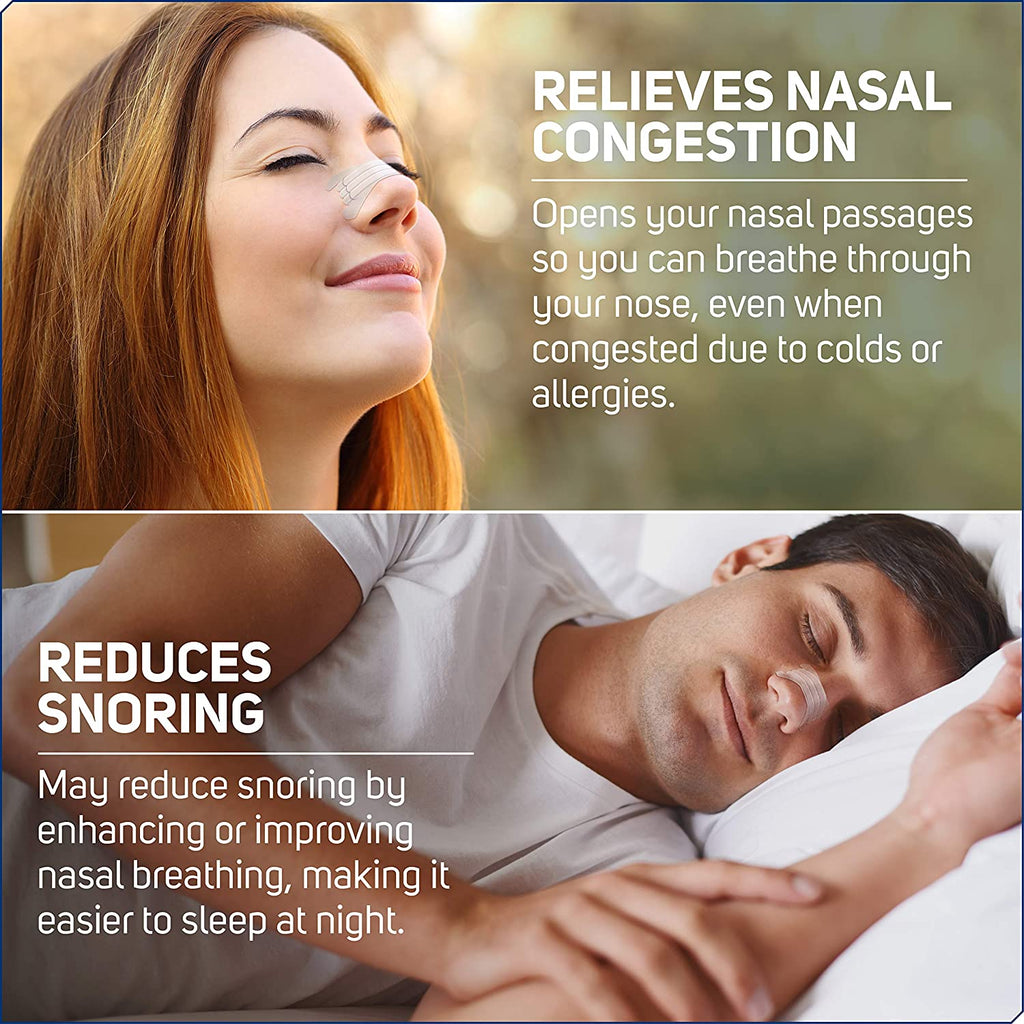 Relieves nasal congestion. Opens your nasal passages so you can breathe through your nose. Reduces snoring by enhancing or improving nasal breathing , making it easier to sleep at night